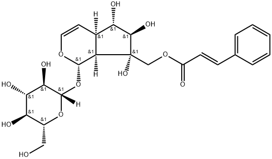 [(1S)-1,4aα,5,6,7,7aα-Hexahydro-5α,6β,7α-trihydroxy-7-[[(E)-1-oxo-3-phenyl-2-propenyloxy]methyl]cyclopenta[c]pyran-1-yl]β-D-glucopyranoside Structure