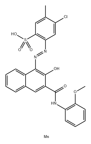 Bis[4-chloro-2-[[2-hydroxy-3-[[(2-methoxyphenyl)amino]carbonyl]-1-naphthalenyl]azo]-5-methylbenzenesulfonic acid]manganese(II) salt Structure