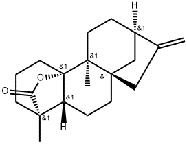 (4R)-10-ヒドロキシ-9α-メチル-20-ノルカウラ-16-エン-18-酸18,10-ラクトン 化学構造式