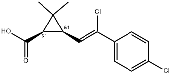 3-[2-chloro-2-(4-chlorophenyl)ethenyl]-2，2-dimethyl cyclopropane carboxylic acid Struktur