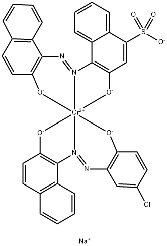 disodium [1-[(5-chloro-2-hydroxyphenyl)azo]-2-naphtholato(2-)][3-hydroxy-4-[(2-hydroxy-1-naphthyl)azo]naphthalene-1-sulphonato(3-)]chromate(2-) Struktur