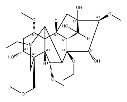 Aconitane-3,13,14,15-tetrol, 8-ethoxy-20-ethyl-1,6,16-trimethoxy-4-(methoxymethyl)-, (1α,3α,6α,14α,15α,16β)- (9CI) Structure