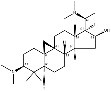 (20S)-4,4,14-Trimethyl-3β,20-bis(dimethylamino)-9β,19-cyclo-5α-pregnan-16α-ol 结构式
