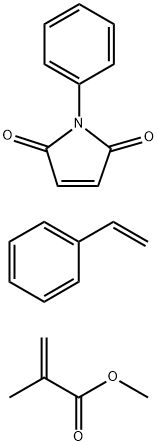 2-甲基-2-丙烯酸甲酯与乙烯基苯和1-苯基-1H-吡咯-2,5-二酮的聚合物(9CL), 81598-70-1, 结构式