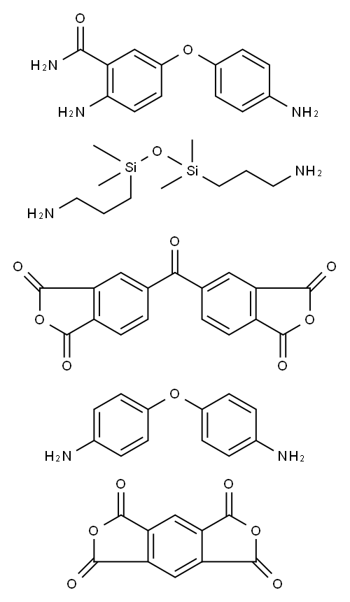 2-Amino-5-(4-aminophenoxy)benzamide polymer with 1H,3H-benzo[1,2-c:4,5-c']difuran-1,3,5,7-tetrone,
5,5'-carbonylbis[1,3-isobenzofurandione],
4,4'-oxybis[benzenamine] and 3,3'-(1,1,3,3-tetramethyl-1,3-disiloxanediyl)bis[1-propanamine] Struktur