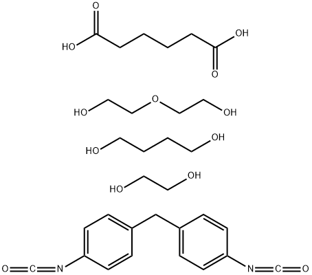 己二酸与1,4-丁二醇、1,2-乙二醇、1,1,-亚甲基双(4-异氰酸根合苯)和2,2,-氧联双乙醇的聚合物, 82669-79-2, 结构式