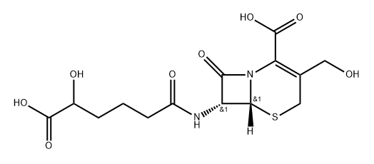 7 beta-(5-hydroxy-5-carboxyvarelamido)-3-hydroxymethyl-3-cephem-4-carboxylic acid Structure