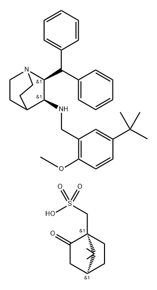 Bicyclo[2.2.1]heptane-1-methanesulfonic acid, 7,7-dimethyl-2-oxo-, (1R,4S)-, compd. with (2S,3S)-N-[[5-(1,1-dimethylethyl)-2-methoxyphenyl]methyl]-2-(diphenylmethyl)-1-azabicyclo[2.2.2]octan-3-amine (1:1) (9CI)