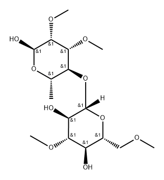 3,6-di-O-methyl-beta-glucopyranosyl-(1-4)-2,3-di-O-methyl-alpha-rhamnopyranose Structure
