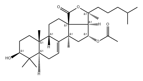 (9β)-16α-Acetyloxy-3β,20-dihydroxy-5α-lanost-7-en-18-oic acid 18,20-lactone Struktur
