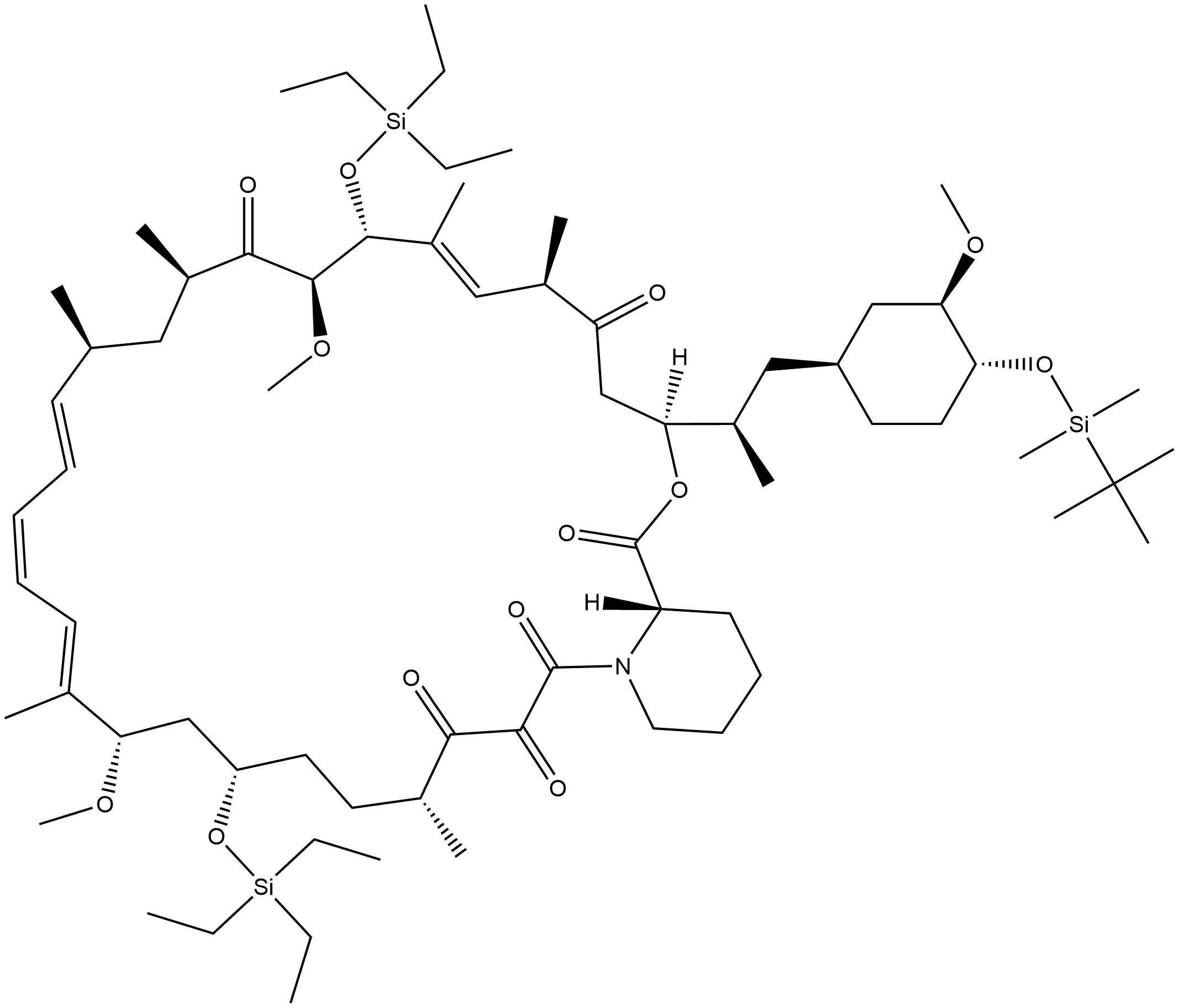 3H-Pyrido[2,1-c][1,4]oxaazacyclohentriacontine-1,5,11,27,28,29(4H,6H,12H,31H)-hexone, 3-[(1R)-2-[(1S,3R,4R)-4-[[(1,1-dimethylethyl)dimethylsilyl]oxy]-3-methoxycyclohexyl]-1-methylethyl]-9,10,13,14,21,22,23,24,25,26,32,33,34,34a-tetradecahydro-10,21-dimethoxy-6,8,12,14,20,26-hexamethyl-9,23-bis[(triethylsilyl)oxy]-, (3S,6R,7E,9R,10R,12R,14S,15E,17E,19E,21S,23S,26R,34aS)- Structure