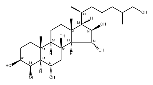 5α-Cholestane-3β,4β,6α,8β,15α,16β,26-heptaol 结构式