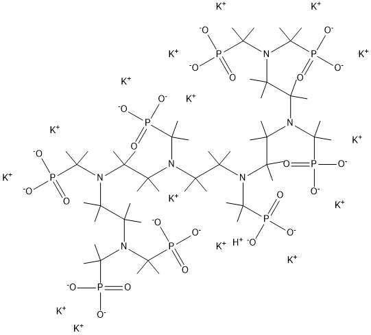 pentadecapotassium hydrogen [ethane-1,2-diylbis[[(phosphonatomethyl)imino]ethane-2,1-diyl[(phosphonatomethyl)imino]ethane-2,1-diylnitrilobis(methylene)]]tetrakisphosphonate Structure