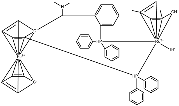 ((R)-1-DIPHENYLPHOSPHINO-2-[(R)-A-(N,N-DIMETHYLAMINO)-O-DIPHENYLPHOSPHINOPHENYL)METHYL]FERROCENE)- (N5-2,4-DIMETHYLPENTADIENYL)-RUTHENIUM-IODIDE|((R)-1-DIPHENYLPHOSPHINO-2-[(R)-A-(N,N-DIMETHYLAMINO)-O-DIPHENYLPHOSPHINOPHENYL)METHYL]FERROCENE)- (N5-2,4-DIMETHYLPENTADIENYL)-RUTHENIUM-IODIDE