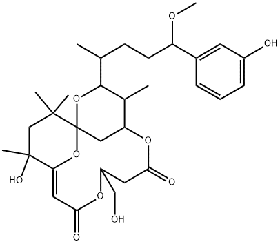 17-Debromo-2,3-didehydro-3-deoxy-31-nor-4-hydroxyaplysiatoxin 结构式