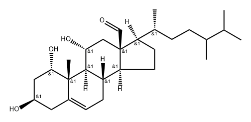 (24ξ)-1α,3β,11α-Trihydroxyergost-5-en-18-al Structure