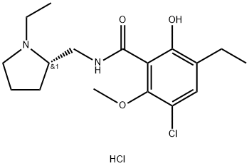 FLB  131,  S-(-)-3-Chloro-5-ethyl-N-[(1-ethyl-2-pyrrolidinyl)methyl]-6-hydroxy-2-methoxybenzamide  hydrochloride Structure