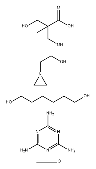 Propanoic acid, 3-hydroxy-2-(hydroxymethyl)-2-methyl-, polymer with 1-aziridineethanol, formaldehyde, 1,6-hexanediol and 1,3,5-triazine-2,4,6-triamine Structure