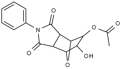 6-hydroxy-1,3-dioxo-2-phenyloctahydro-1H-4,7-epoxyisoindol-5-yl acetate 结构式