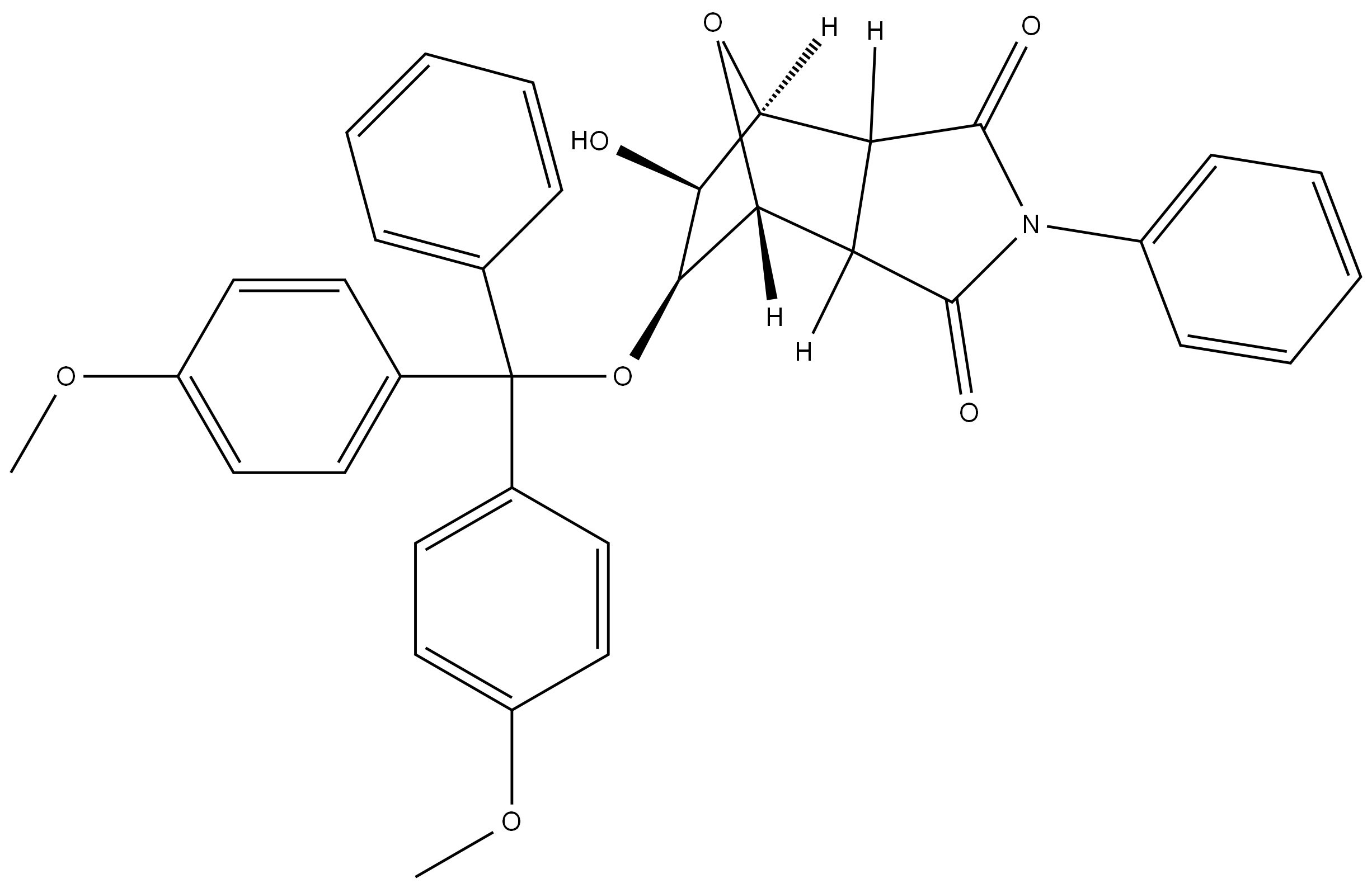 (4R,5S,6S,7S)-5-(bis(4-methoxyphenyl)(phenyl)methoxy)-6-hydroxy-2-phenylhexahydro-1H-4,7-epoxyisoindole-1,3(2H)-dione 结构式