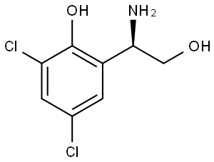 2-((1R)-1-AMINO-2-HYDROXYETHYL)-4,6-DICHLOROPHENOL 结构式