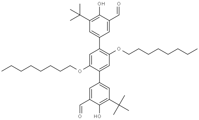 5,5''-di-tert-butyl-4,4''-dihydroxy-2',5'-bis(octyloxy)-[1,1':4',1''-terphenyl]-3,3''-dicarbaldehyde 结构式