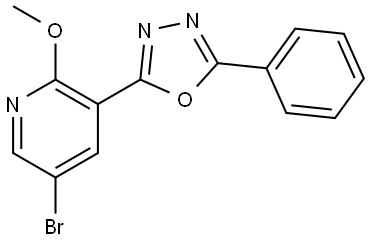 5-Bromo-2-methoxy-3-(5-phenyl-1,3,4-oxadiazol-2-yl)pyridine 结构式