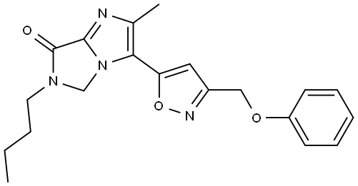 6-butyl-2-methyl-3-(3-(phenoxymethyl)isoxazol-5-yl)-5,6-dihydro-7H-imidazo[1,5-a]imidazol-7-one 结构式