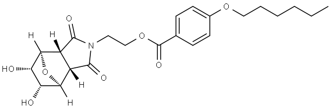 2-((3aR,4R,5S,6R,7S,7aS)-5,6-dihydroxy-1,3-dioxohexahydro-1H-4,7-epoxyisoindol-2(3H)-yl)ethyl 4-(hexyloxy)benzoate 结构式