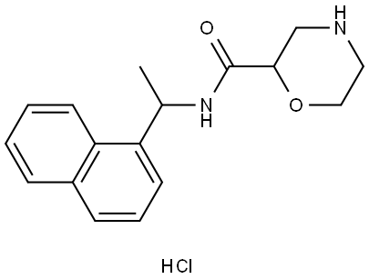 N-((R)-1-(naphthalen-1-yl)ethyl)morpholine-2-carboxamide hydrochloride 结构式