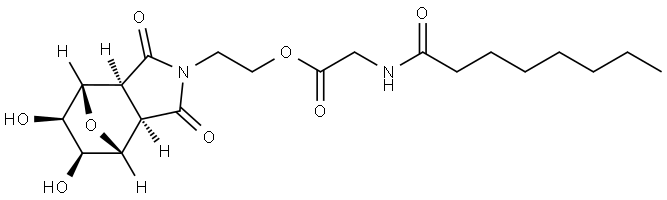 2-((3aR,4R,5S,6R,7S,7aS)-5,6-dihydroxy-1,3-dioxohexahydro-1H-4,7-epoxyisoindol-2(3H)-yl)ethyl 2-octanamidoacetate 结构式