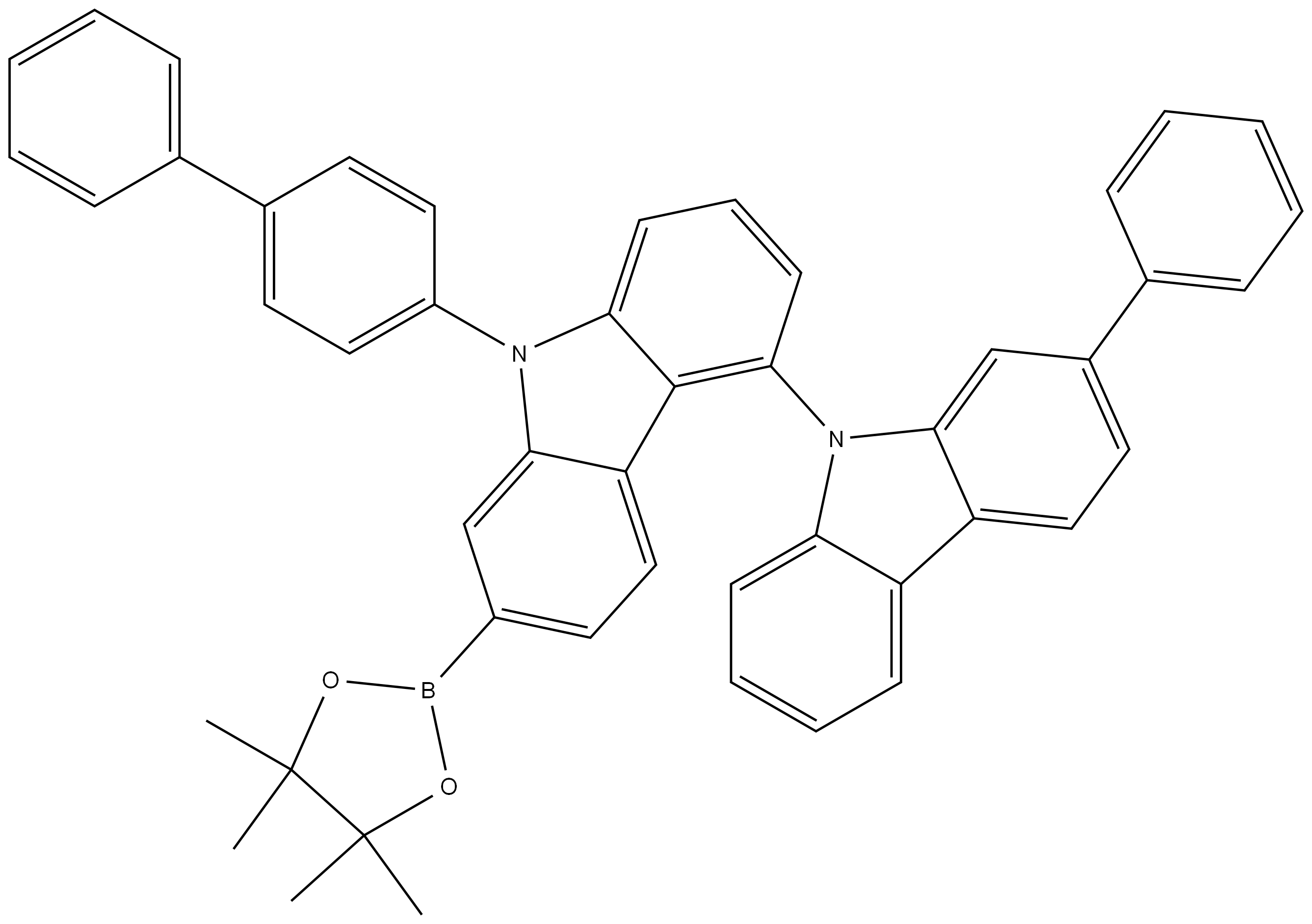 4,9′-Bi-9H-carbazole, 9-[1,1′-biphenyl]-4-yl-2′-phenyl-7-(4,4,5,5-tetramethyl-1,3,2-dioxaborolan-2-yl)- Structure