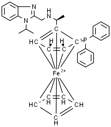 (1S)-1-(二苯基膦基)-2-[(1S)-1-[[1-(1-甲基乙基)-1H-苯并咪唑-2-基]甲基]氨基]乙基]二茂铁, 2375957-98-3, 结构式