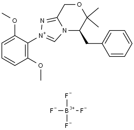 8H-1,2,4-Triazolo[3,4-c][1,4]oxazinium, 2-(2,6-dimethoxyphenyl)-5,6-dihydro-6,6-dimethyl-5-(phenylmethyl)-, (5R)-, tetrafluoroborate(1-) (1:1) (ACI) 结构式