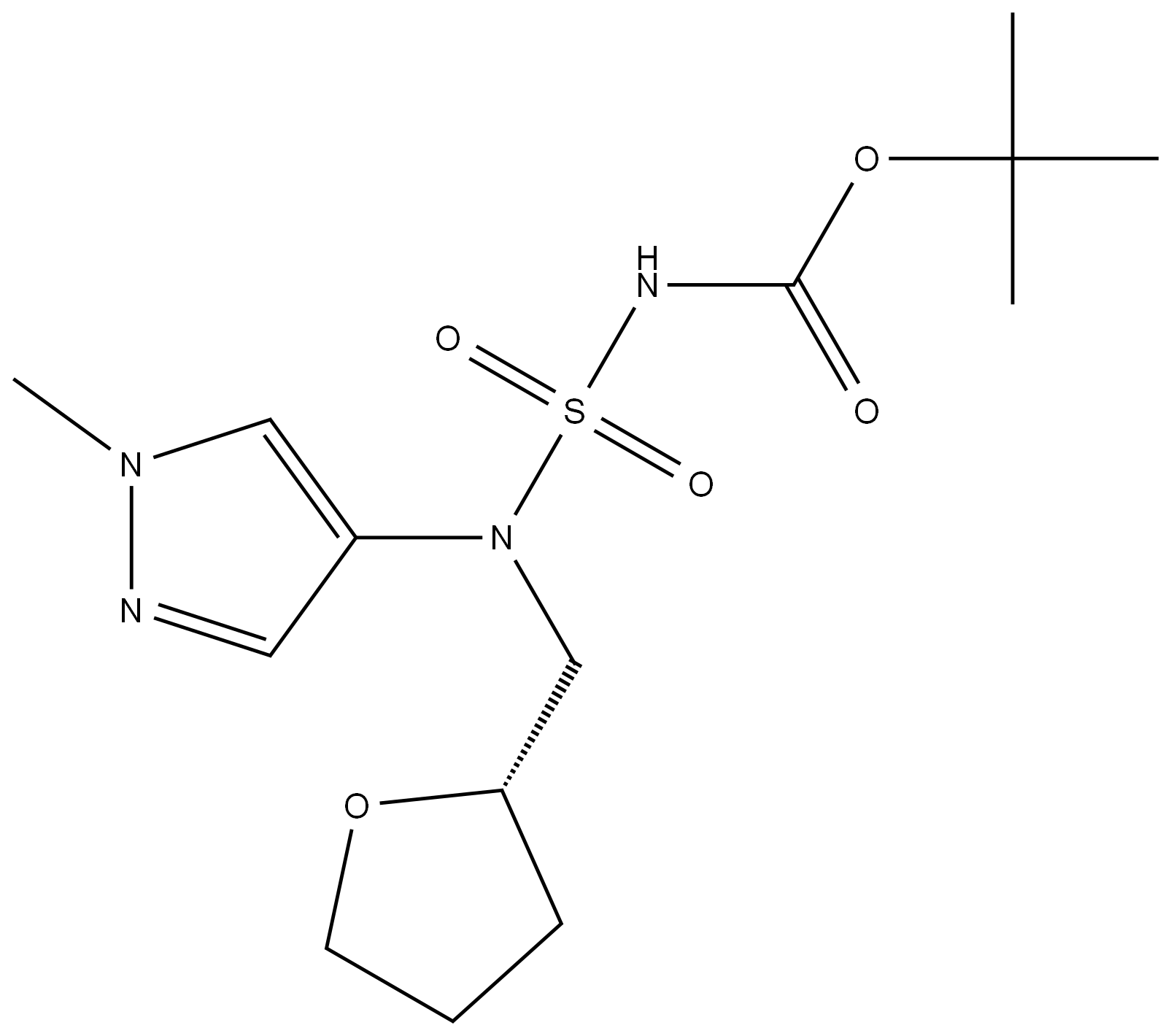 tert-butyl (S)-(N-(1-methyl-1H-pyrazol-4-yl)-N-((tetrahydrofuran-2-yl)methyl)sulfamoyl)carbamate Structure