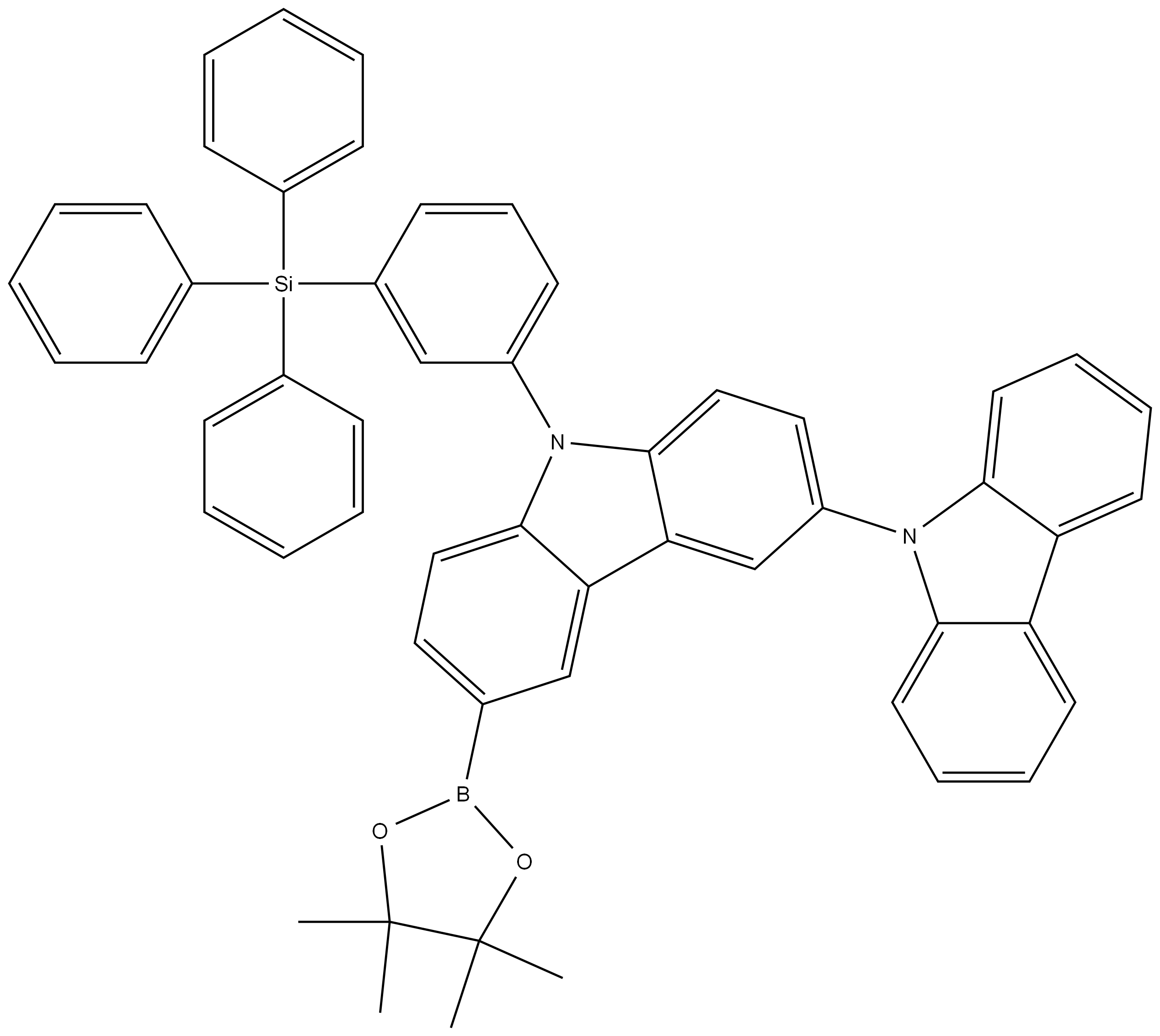 3,9′-Bi-9H-carbazole, 6-(4,4,5,5-tetramethyl-1,3,2-dioxaborolan-2-yl)-9-[3-(triphenylsilyl)phenyl]- 结构式