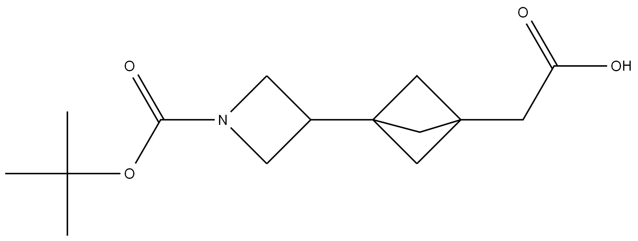 2-(3-(1-(叔丁氧基羰基)氮杂环丁烷-3-基)双环[1.1.1]戊-1-基)乙酸 结构式