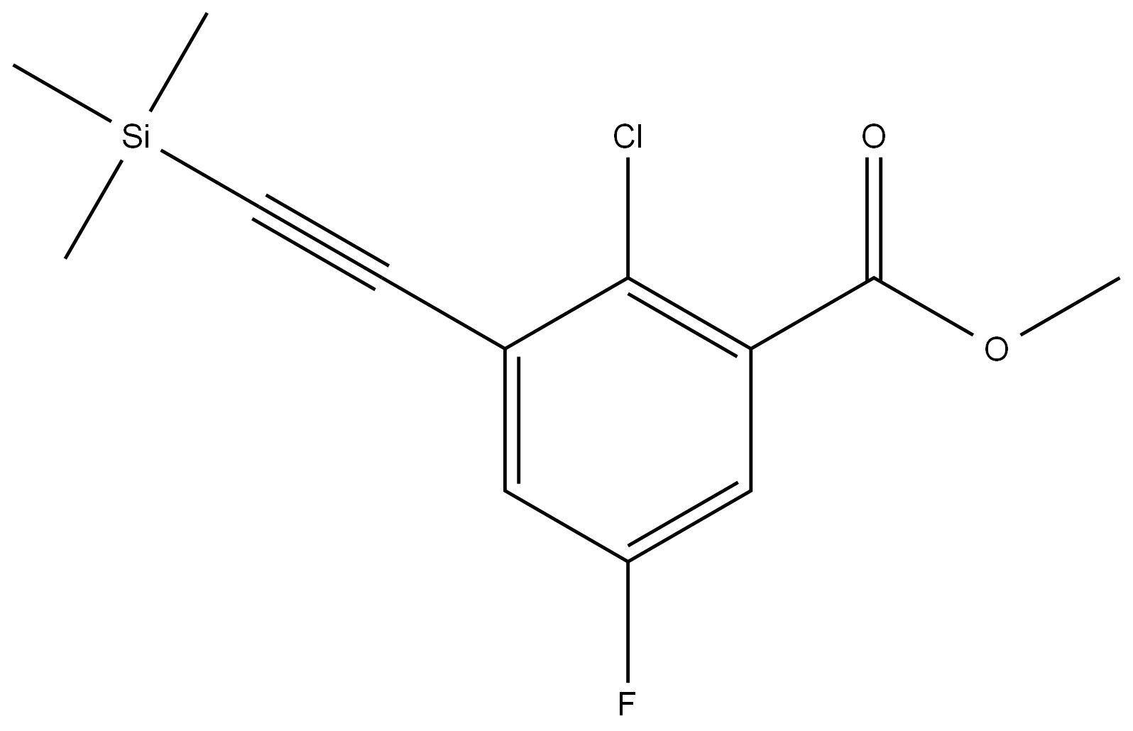 2-氯-5-氟-3-((三甲硅基)乙炔基)苯甲酸甲酯, 2941315-59-7, 结构式