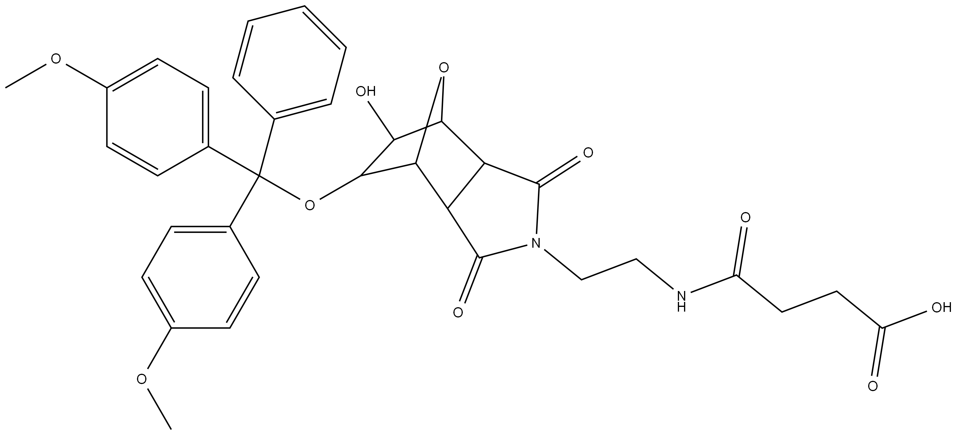 4-((2-(5-(bis(4-methoxyphenyl)(phenyl)methoxy)-6-hydroxy-1,3-dioxohexahydro-1H-4,7-epoxyisoindol-2(3H)-yl)ethyl)amino)-4-oxobutanoic acid 结构式