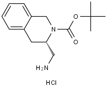 (S)-Tert-butyl 3-(aminomethyl)-3,4-dihydro-2(1H)-isoquinolinecarboxylate hydrochloride 结构式