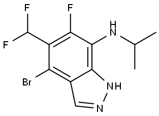 4-bromo-5-(difluoromethyl)-6-fluoro-N-isopropyl-1H-indazol-7-amine 结构式