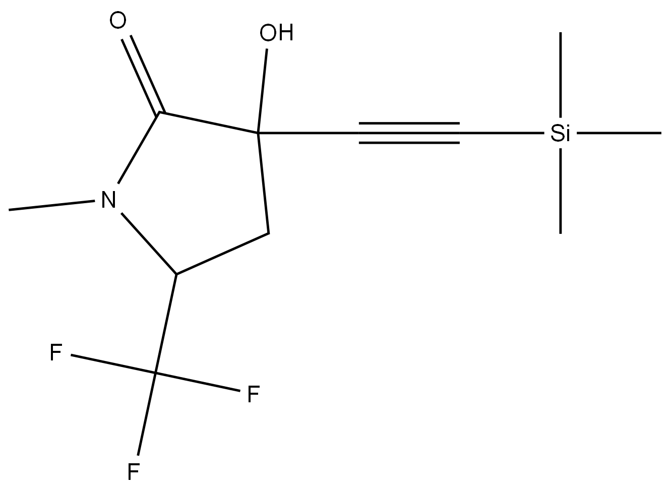 2-吡咯烷酮,3-羟基-1-甲基-5-(三氟甲基)-3-[2-(三甲基甲硅烷基)乙炔基]-, 3009884-32-3, 结构式