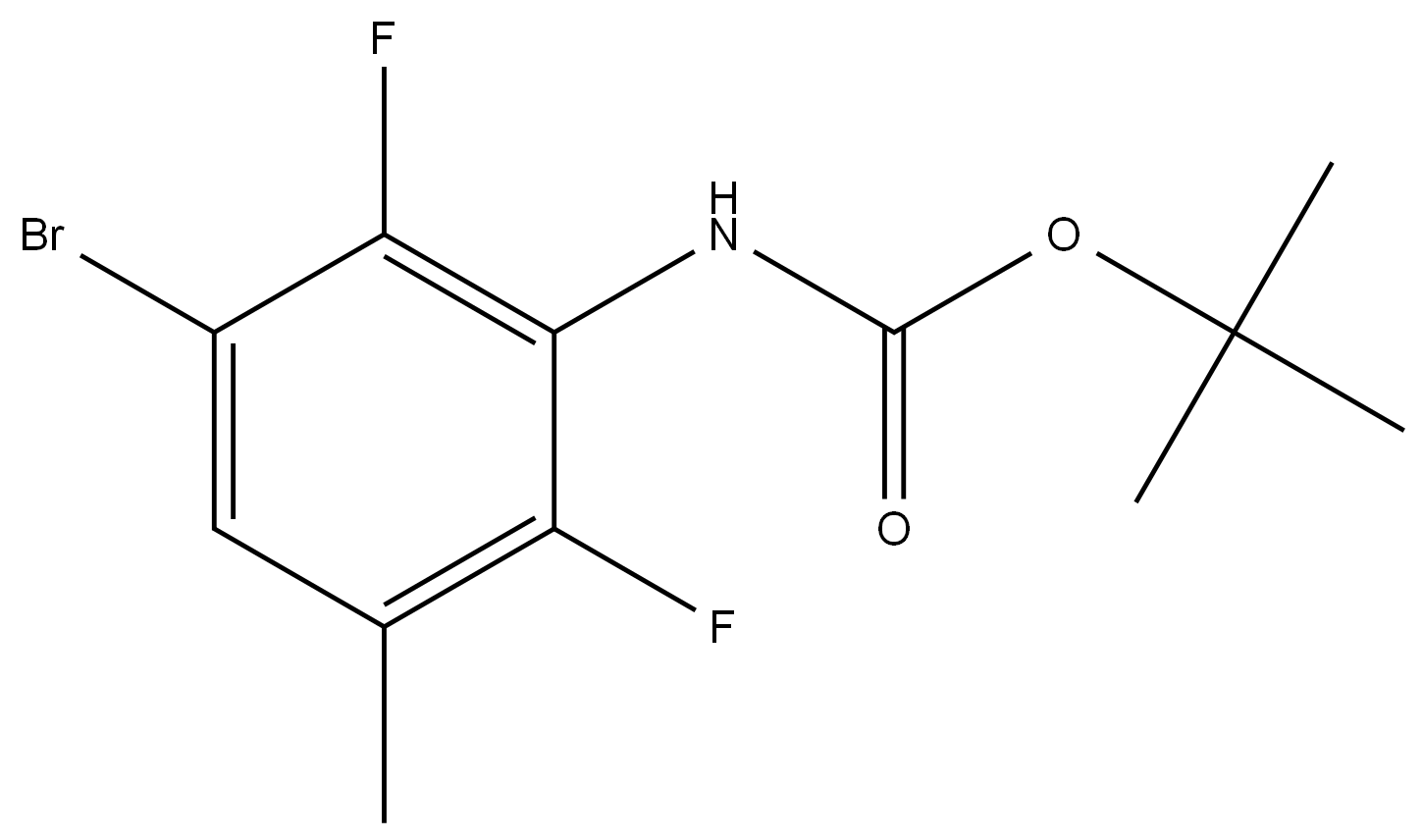 (3-溴-2,6-二氟-5-甲基苯基)氨基甲酸叔丁酯 结构式
