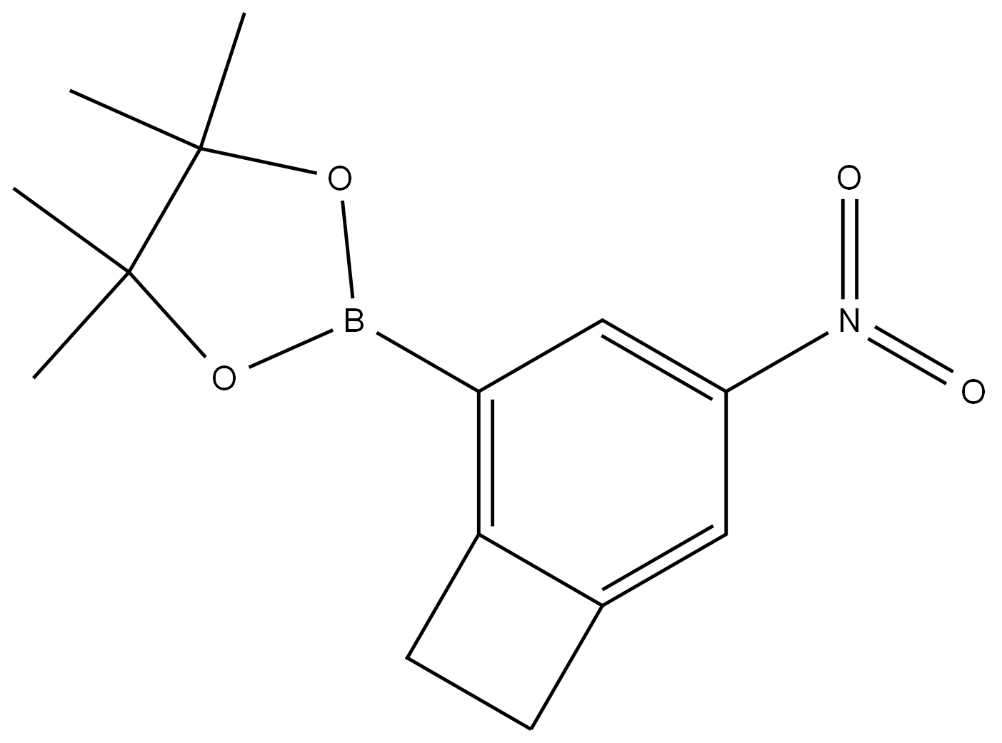 4,4,5,5-四甲基-2-(4-硝基双环[4.2.0]八-1,3,5-三烯-2-基)-1,3,2-二氧杂硼烷 结构式