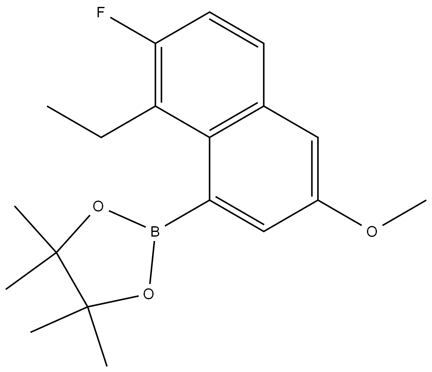 2-(8-乙基-7-氟-3-甲氧基萘-1-基)-4,4,5,5-四甲基-1,3,2-二氧硼杂环戊烷, 3024600-56-1, 结构式