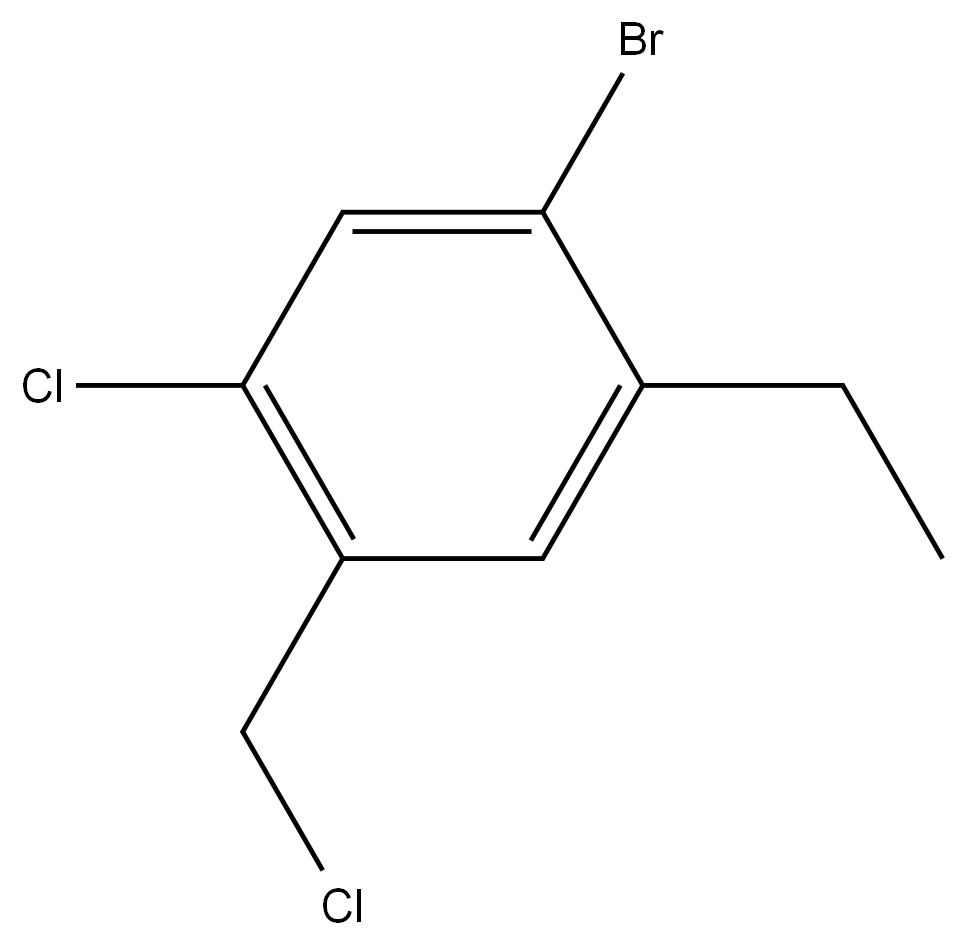 1-Bromo-5-chloro-4-(chloromethyl)-2-ethylbenzene 结构式