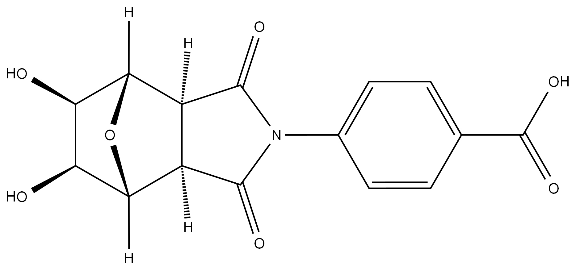 4-((3aR,4R,5S,6R,7S,7aS)-5,6-dihydroxy-1,3-dioxohexahydro-1H-4,7-epoxyisoindol-2(3H)-yl)benzoic acid 结构式