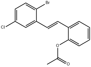 2-[(1E)-2-(2-溴-5-氯苯基)乙烯基]苯酚乙酸酯 结构式