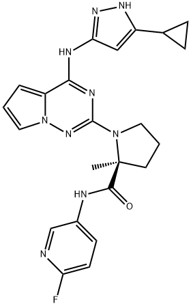 (2S)-1-[4-[(5-シクロプロピル-1H-ピラゾール-3-イル)アミノ]ピロロ[2,1-f][1,2,4]トリアジン-2-イル]-N-(2-フルオロ-5-ピリジニル)-2-メチル-2-ピロリジンカルボアミド