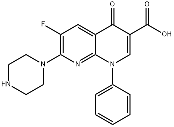 6-FLUORO-4-OXO-1-PHENYL-7-PIPERAZIN-1-YL-1,4-DIHYDRO-[1,8]NAPHTHYRIDINE-3-CARBOXYLIC ACID Structure
